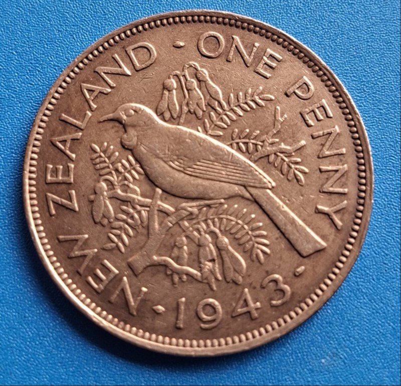 New Zealand 1943 One Penny – King George VI Coin hover