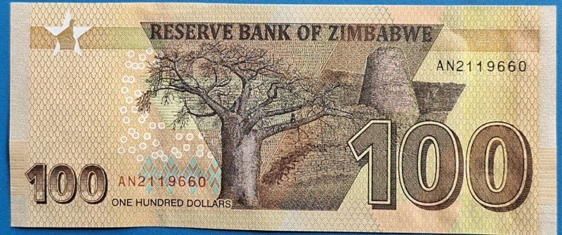 Zimbabwe 100 Dollar Banknote (2023 Issue) hover