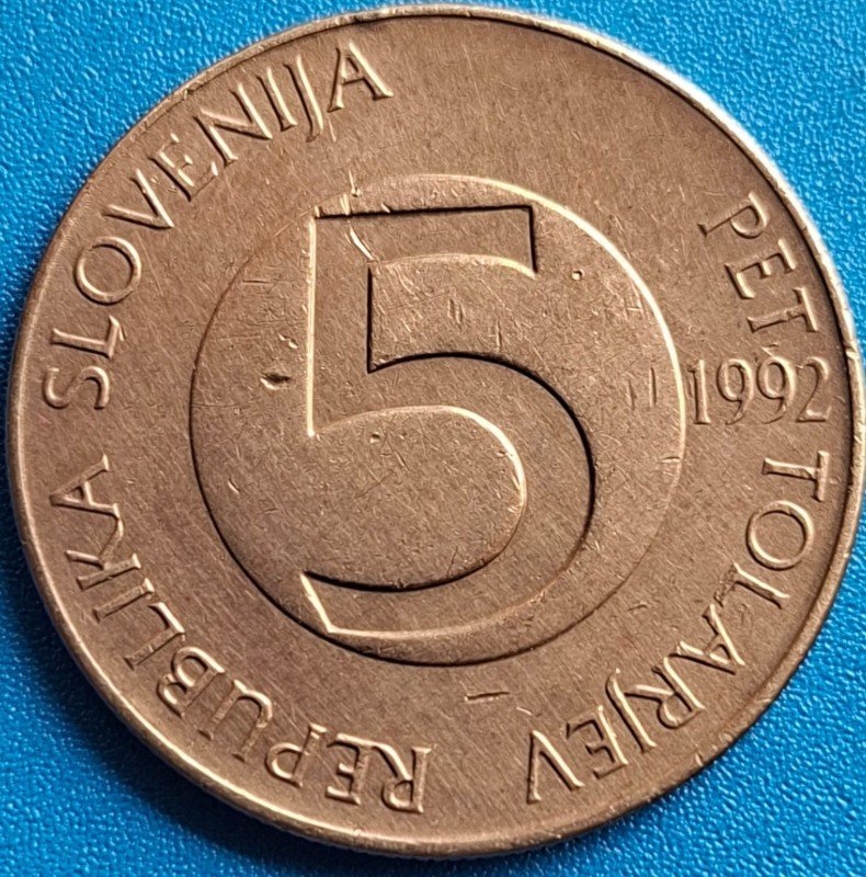 Slovenia 5 Tolars Coin – Vintage Collectible