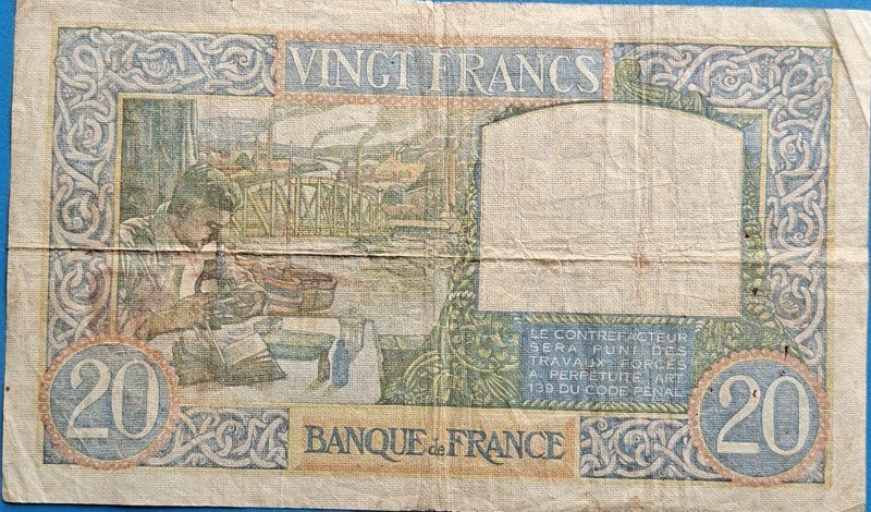 France 20 Francs Banknote – 1941 (Vintage Collectible)